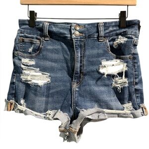 American Eagle Distressed Curvy Hi Rise Shortie- Size 10